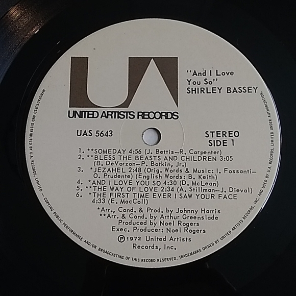 Shirley Bassey - And I Love You So LP - Picture 3 of 4